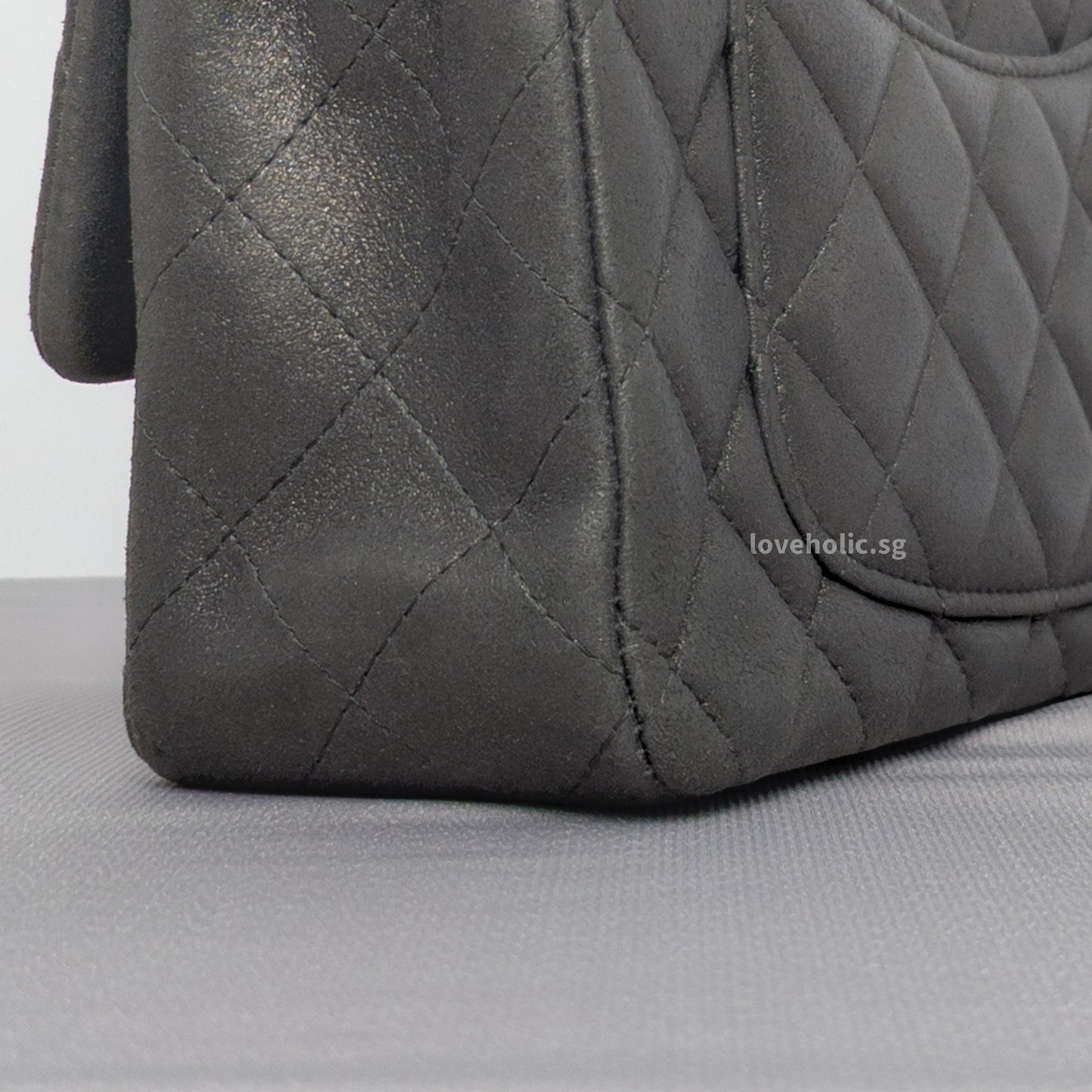 Classic Flap Mini Rectangle | Grey Goatskin Ruthenium Hardware
