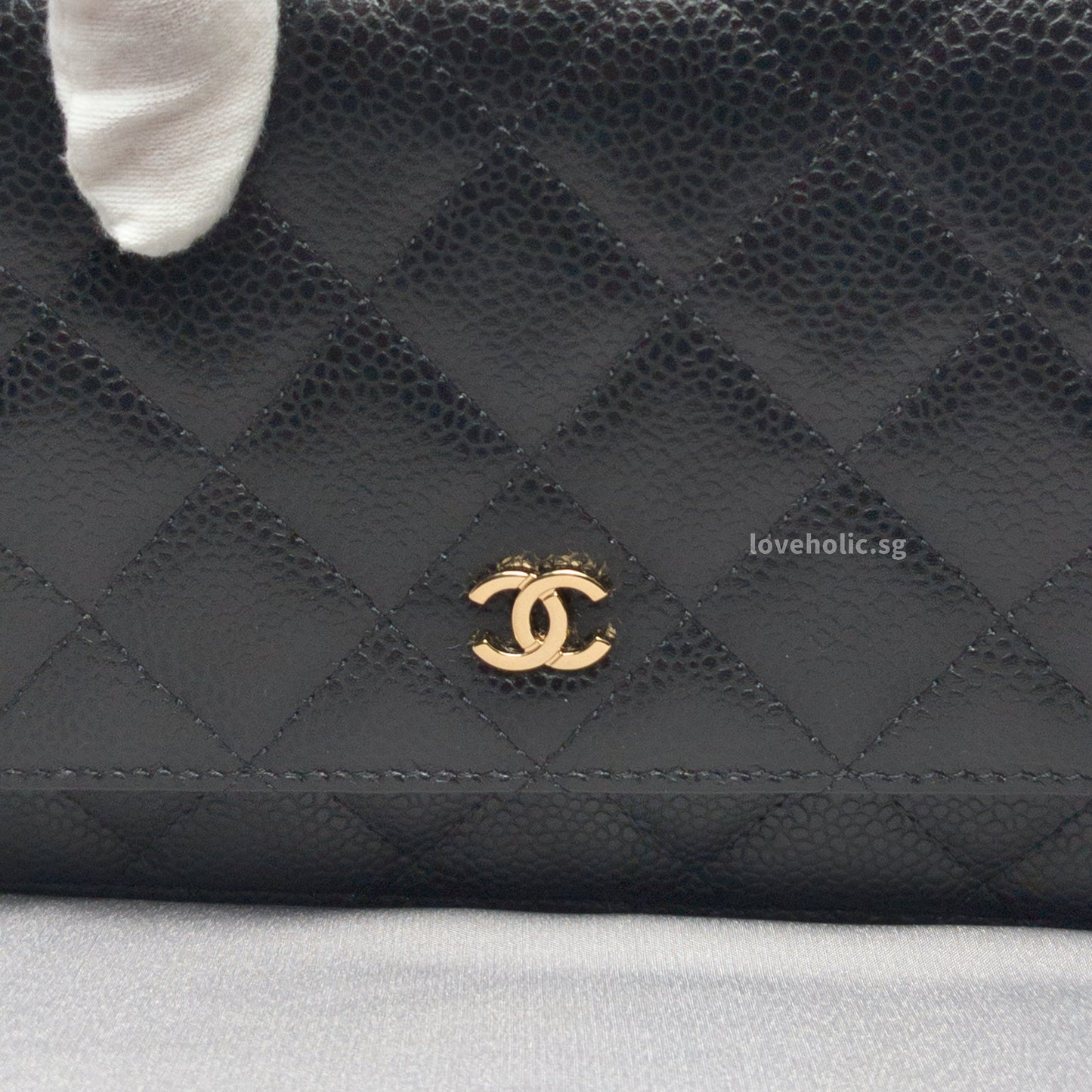 Wallet On Chain Black Caviar Gold Hardware