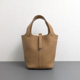 Hermes Picotin Lock 18 Biscuit Taurillon Clemence Gold Hardware-whitebackground