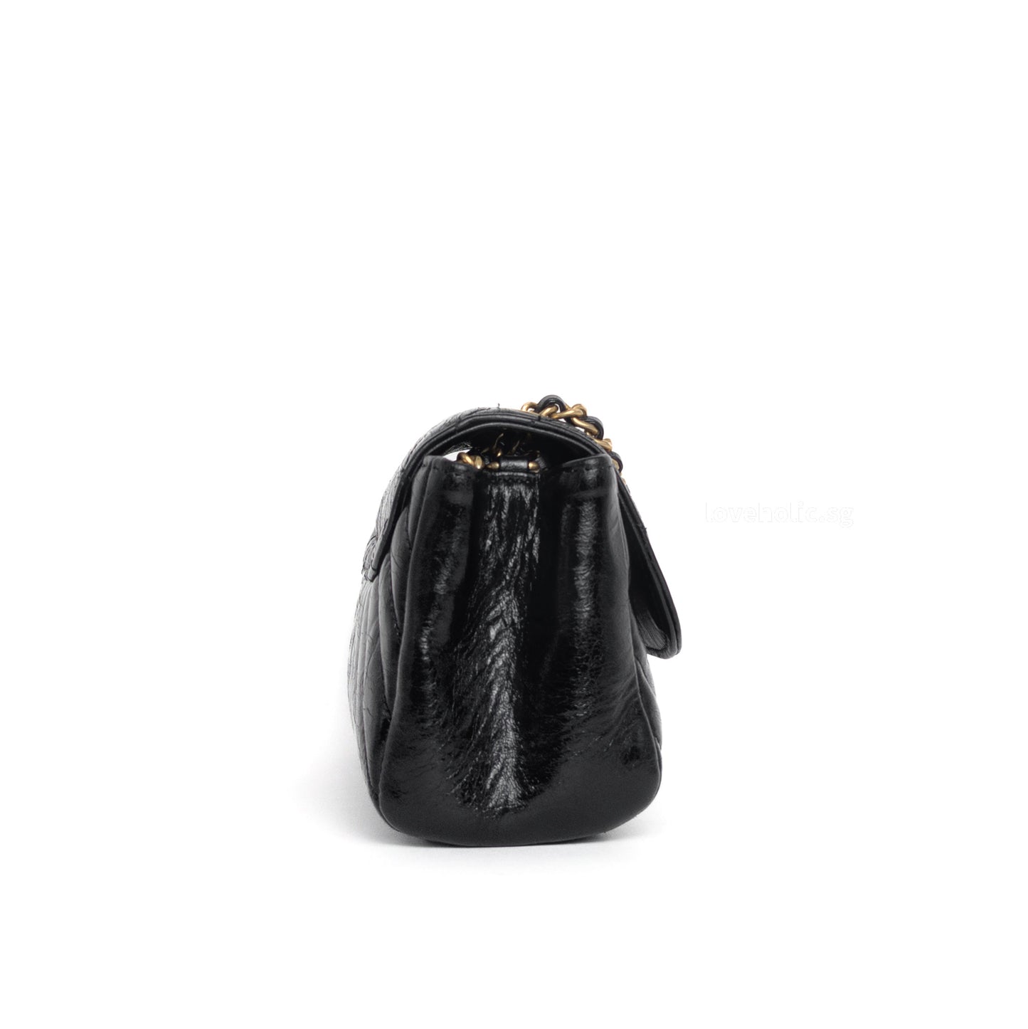 Hobo Chevron Crossbody Small | Black Aged Calfskin Brushed Gold Hardware