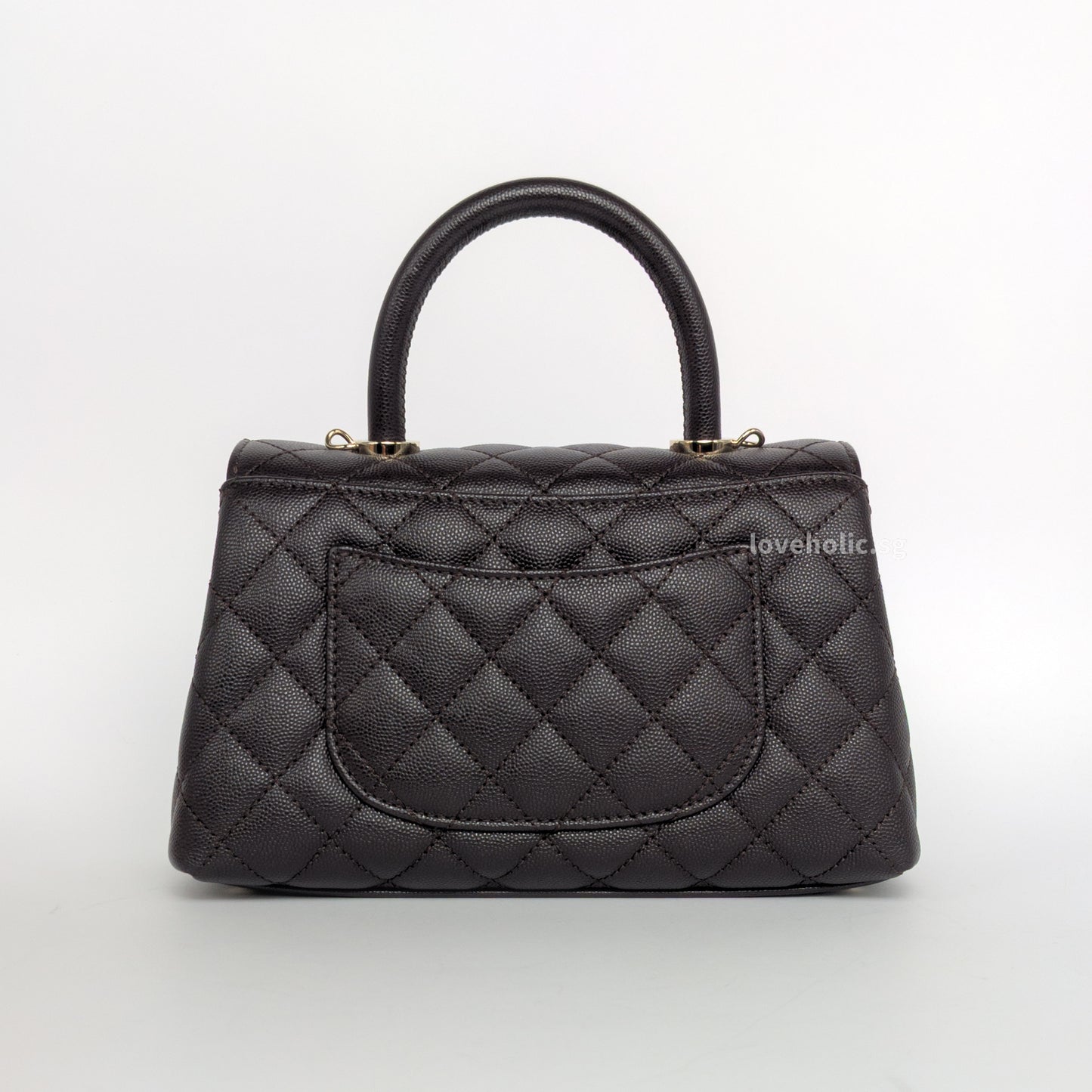 Chanel Coco Handle Small | 22K Dark Brown Caviar Light Gold Hardware-back