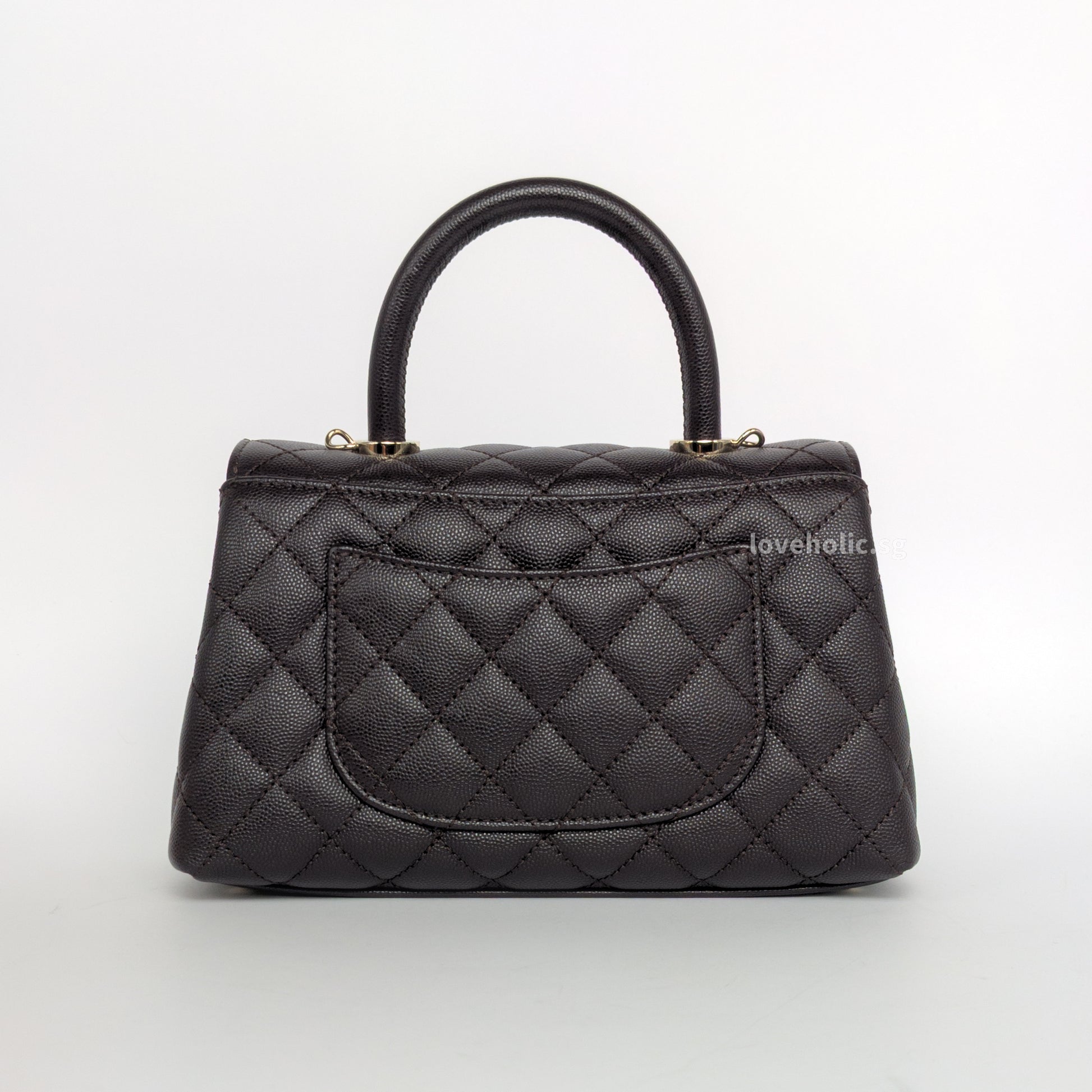 Chanel Coco Handle Small | 22K Dark Brown Caviar Light Gold Hardware-back