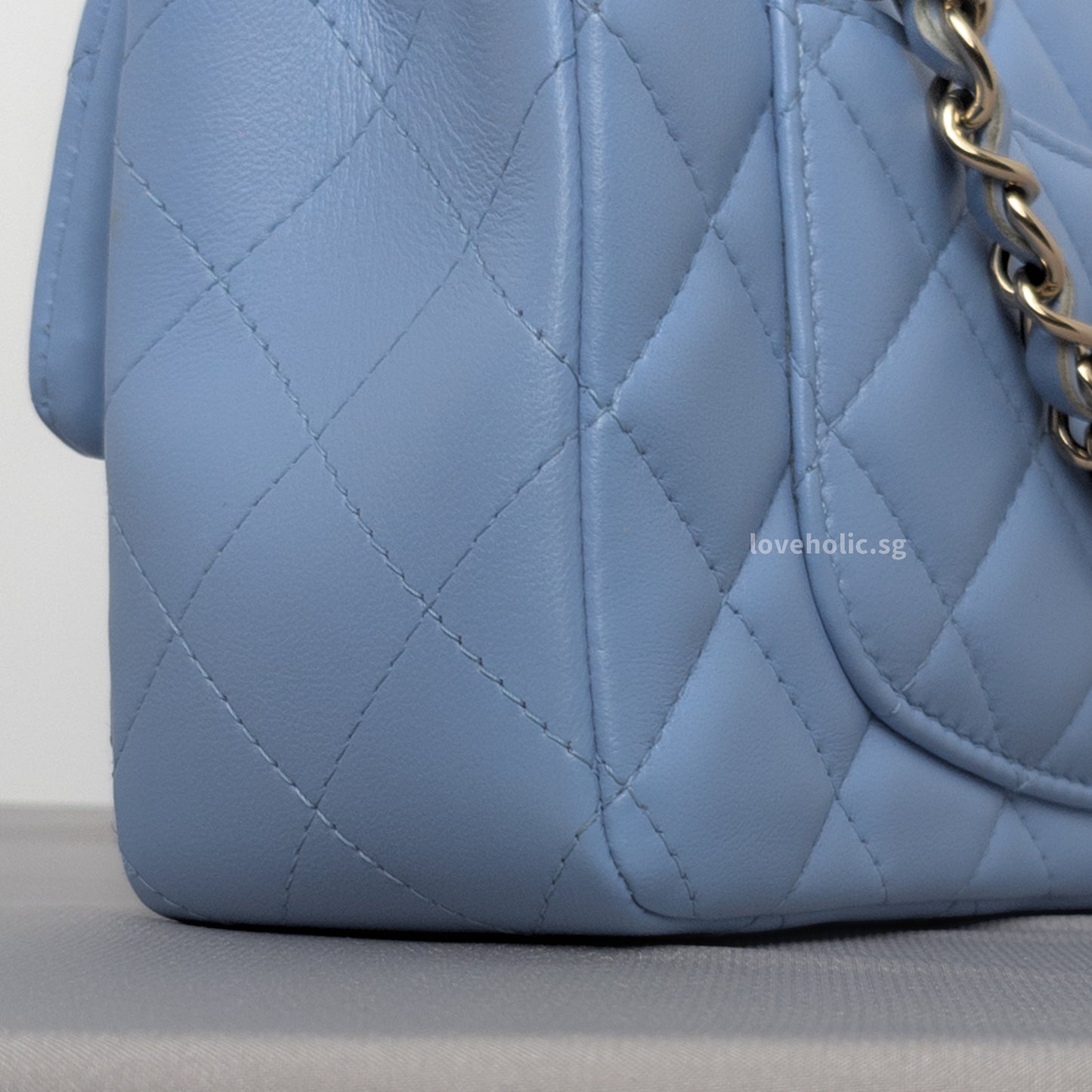 Classic Flap Mini Rectangle | 21C Sky Blue Lambskin Light Gold Hardware