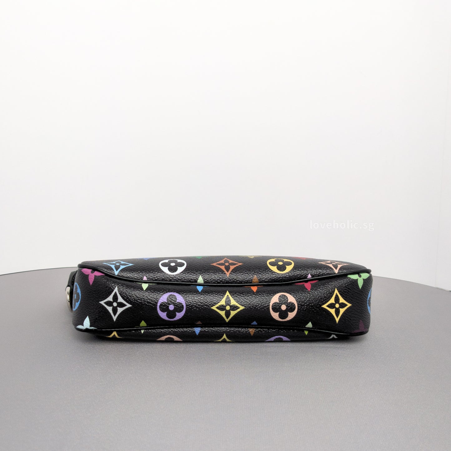 Louis Vuitton X Murakami Pochette | Black Leather Silver Hardware-details