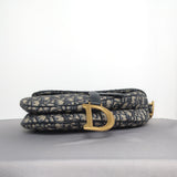 Saddle Medium | Blue Oblique Jacquard Fabric Brushed Gold Hardware