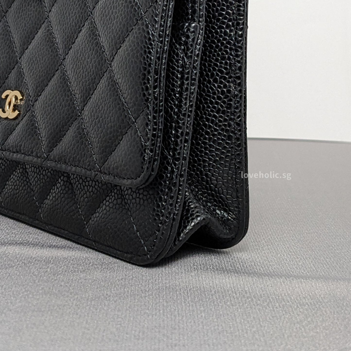 Wallet On Chain Black Caviar Gold Hardware