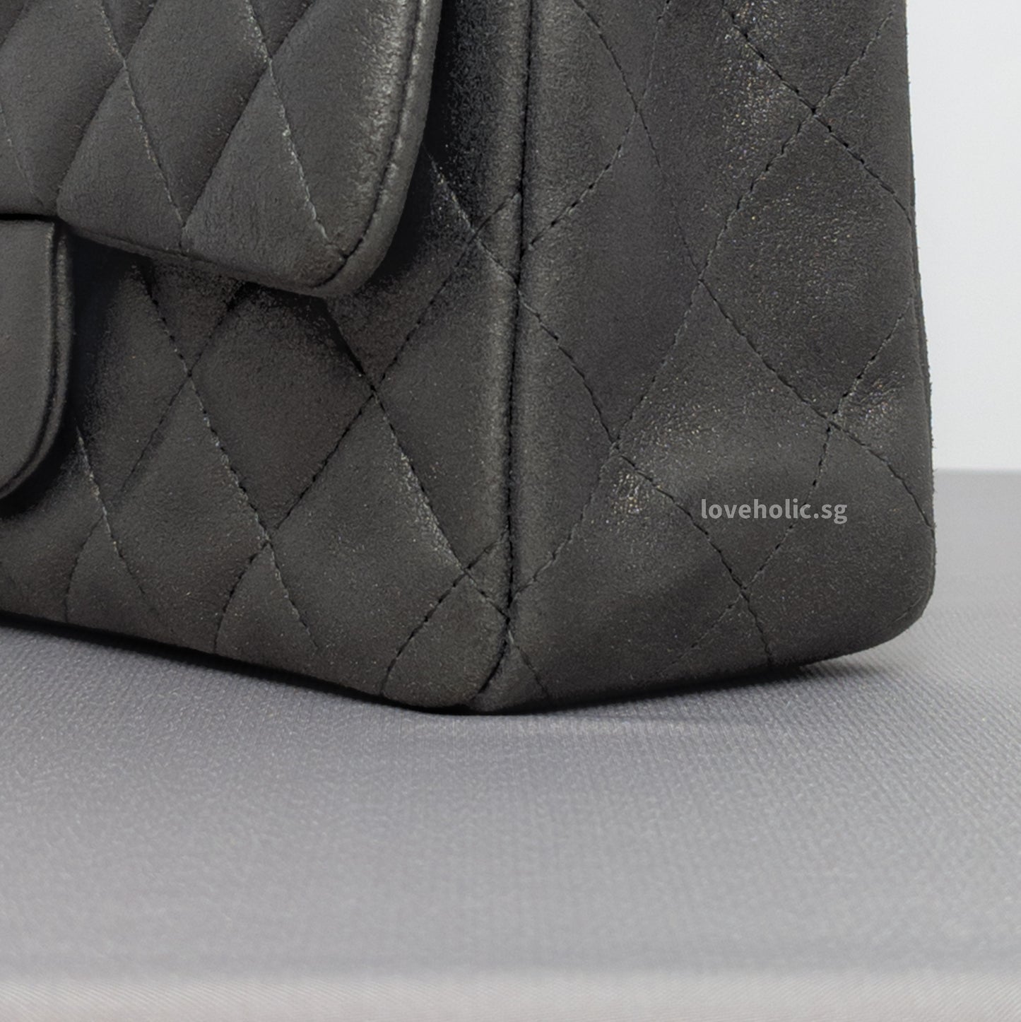 Classic Flap Mini Rectangle | Grey Goatskin Ruthenium Hardware