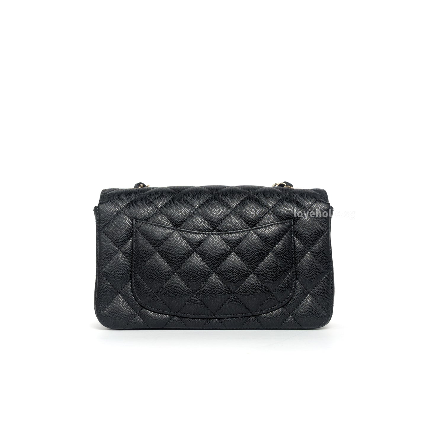 Chanel Mini Rectangle | 17C Black Caviar Light Gold Hardware-back