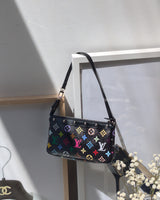 Louis Vuitton X Murakami Pochette | Black Leather Silver Hardware-main