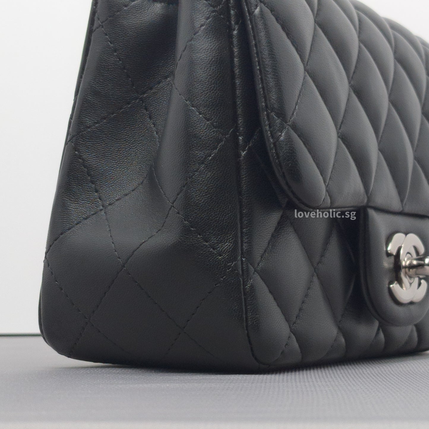 Classic Flap Mini Square | Black Lambskin Silver Hardware