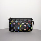 Louis Vuitton X Murakami Pochette | Black Leather Silver Hardware-back