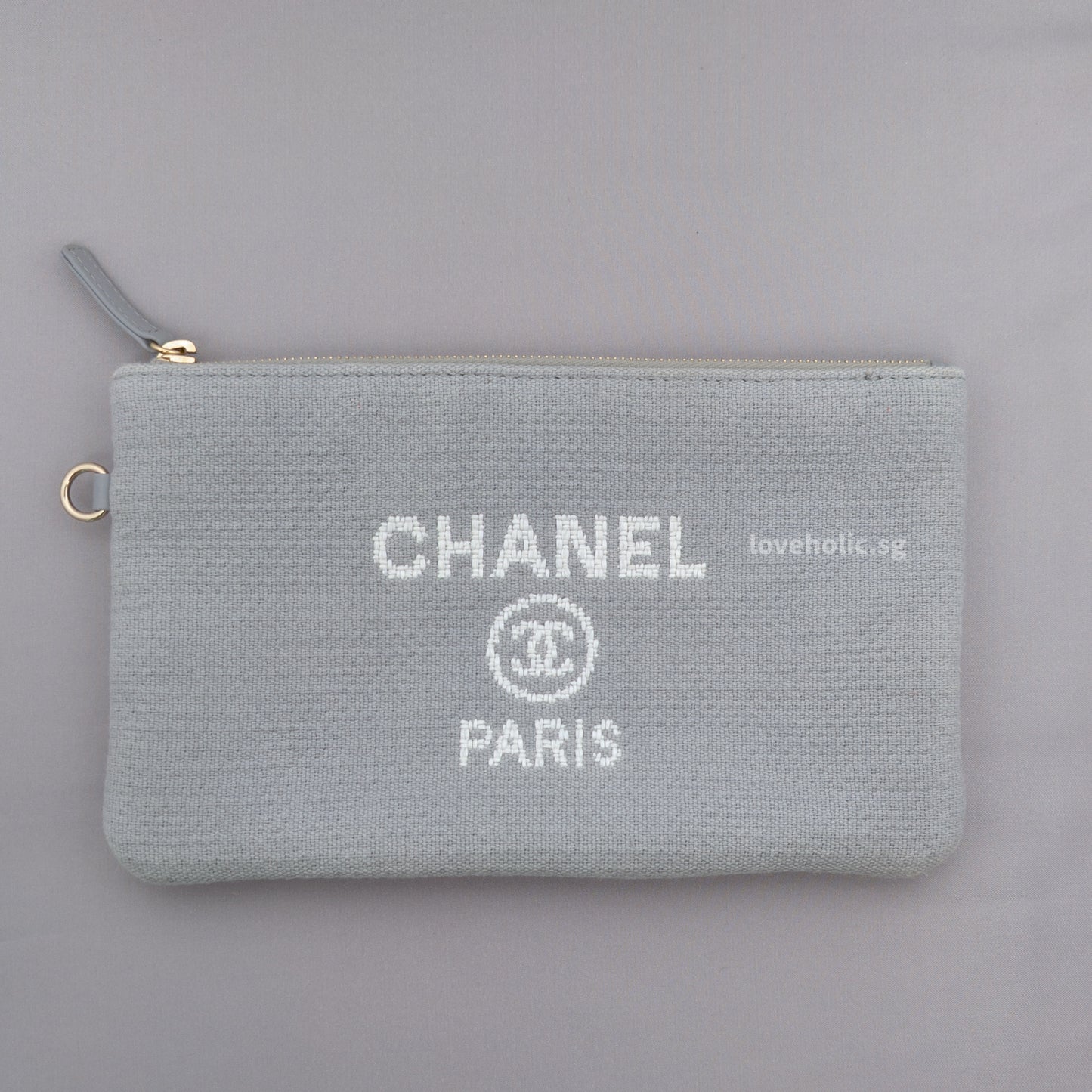 Deauville Shopping Tote 23B Grey Canvas Light Gold Hardware