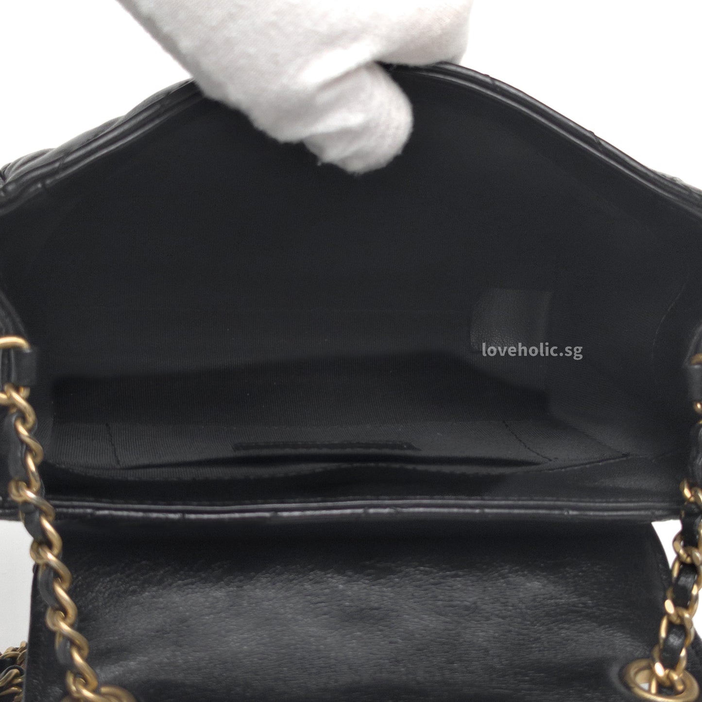 Hobo Chevron Crossbody Small | Black Aged Calfskin Brushed Gold Hardware