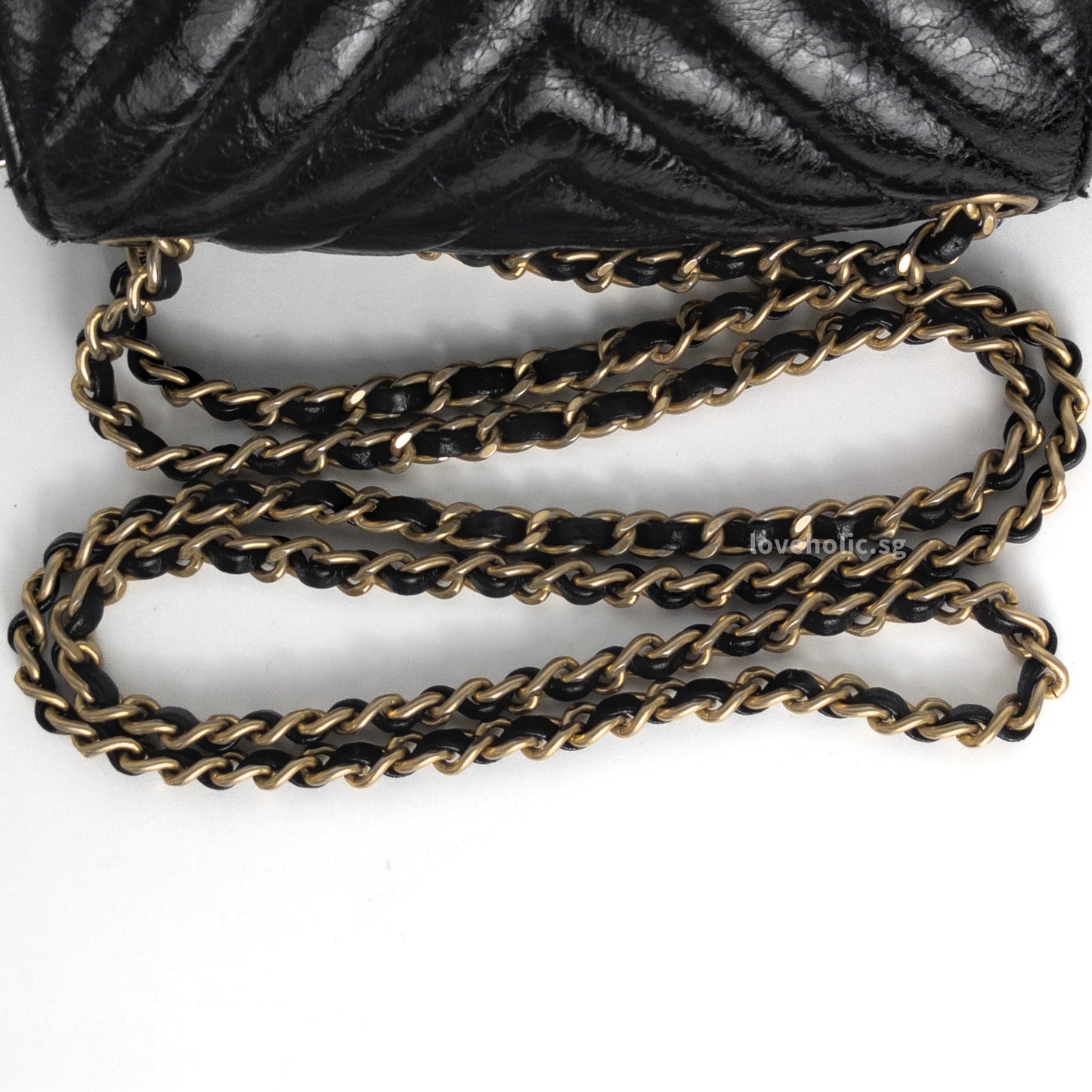 Hobo Chevron Crossbody Small | Black Aged Calfskin Brushed Gold Hardware