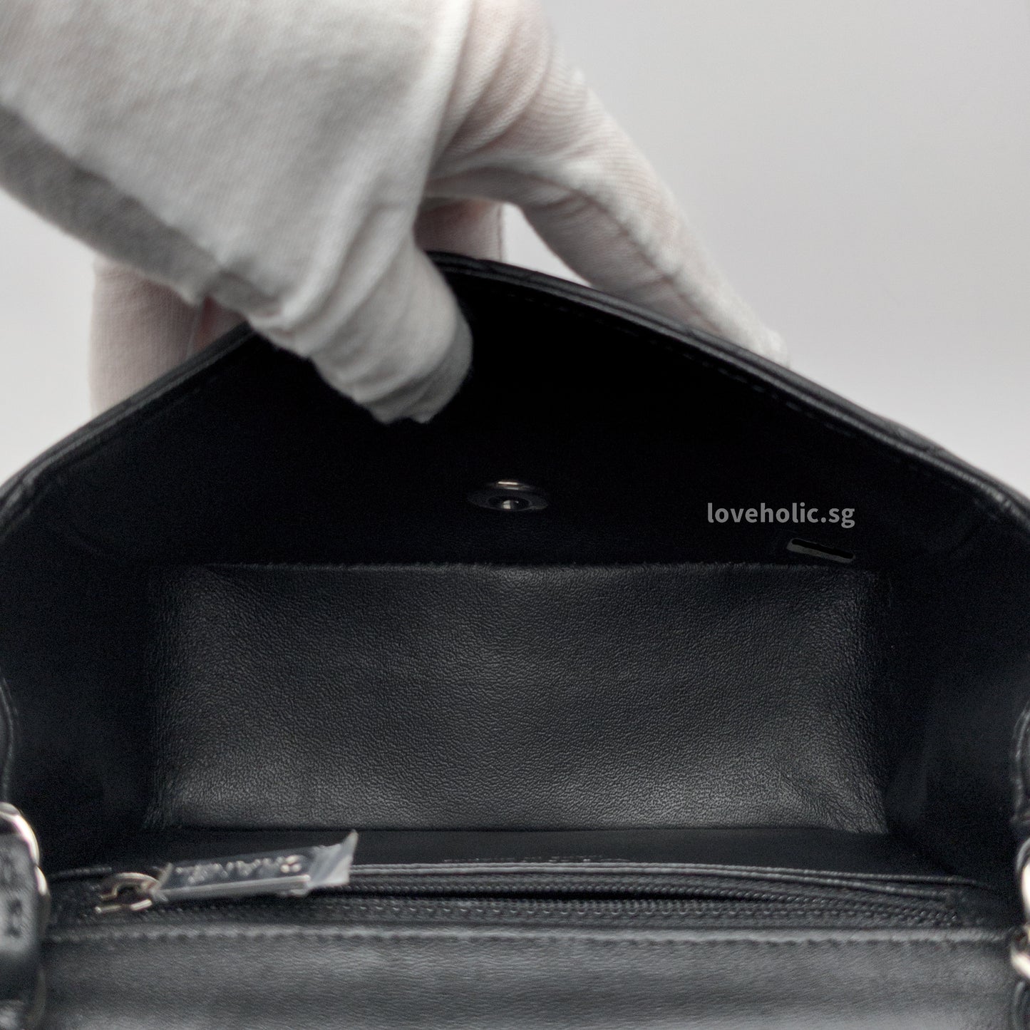 Classic Flap Mini Square | Black Lambskin Silver Hardware