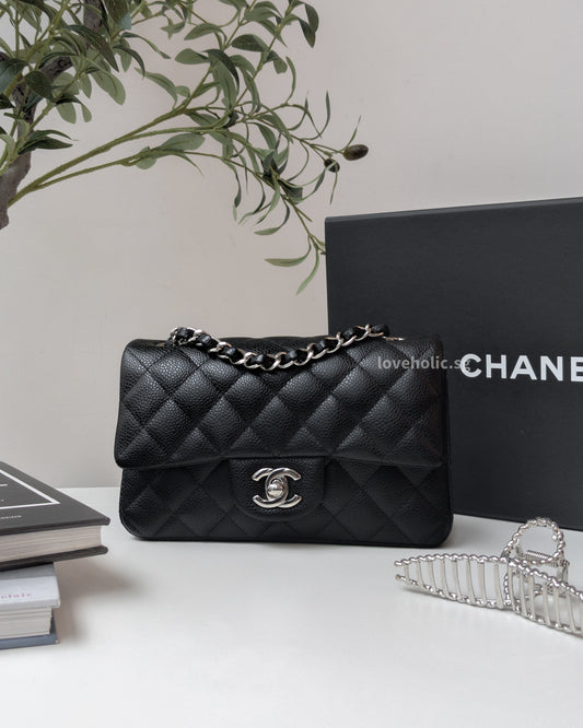 Chanel Classic Flap Mini Rectangle | Black Caviar Silver Hardware-main