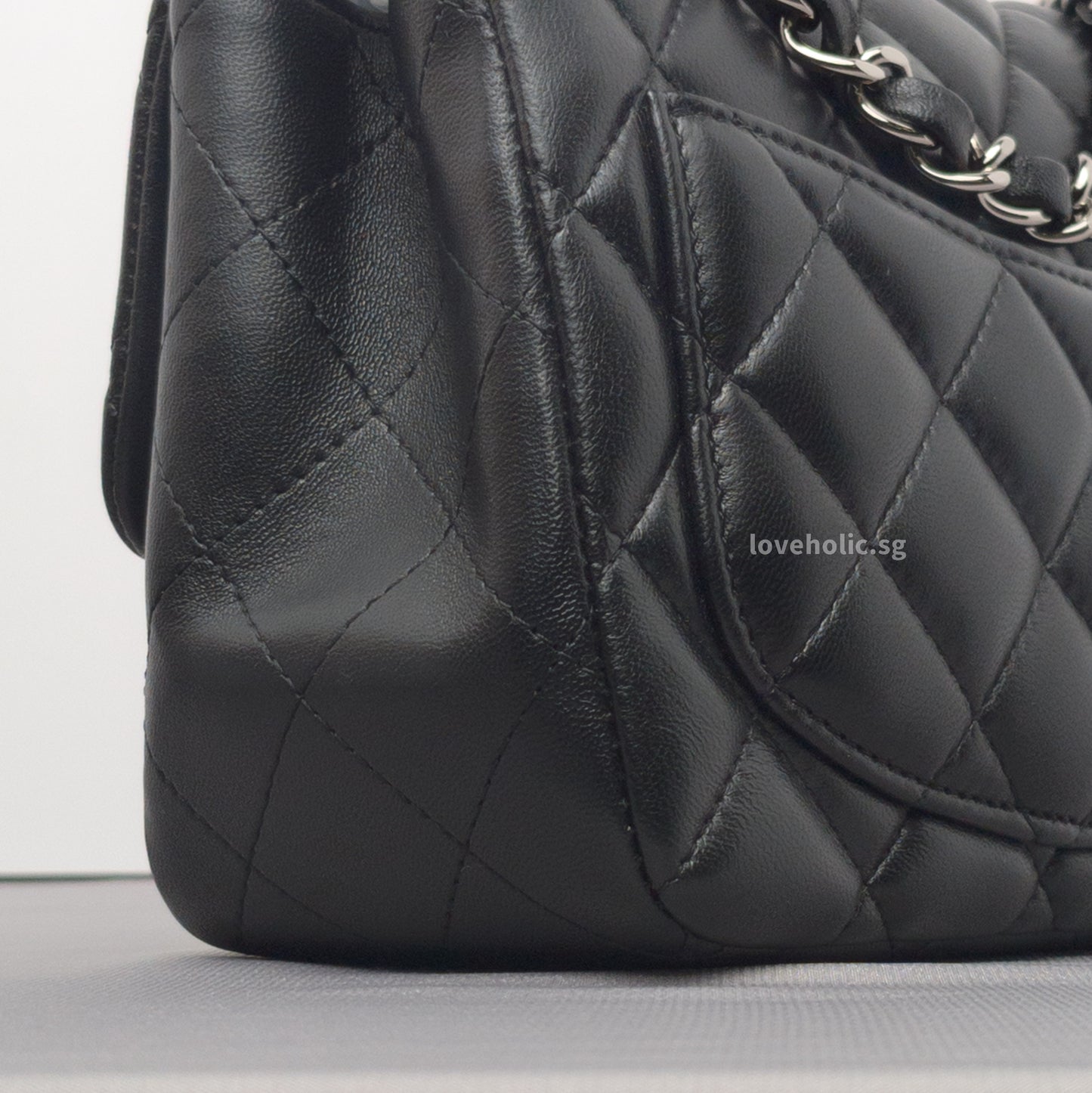 Classic Flap Mini Square | Black Lambskin Silver Hardware