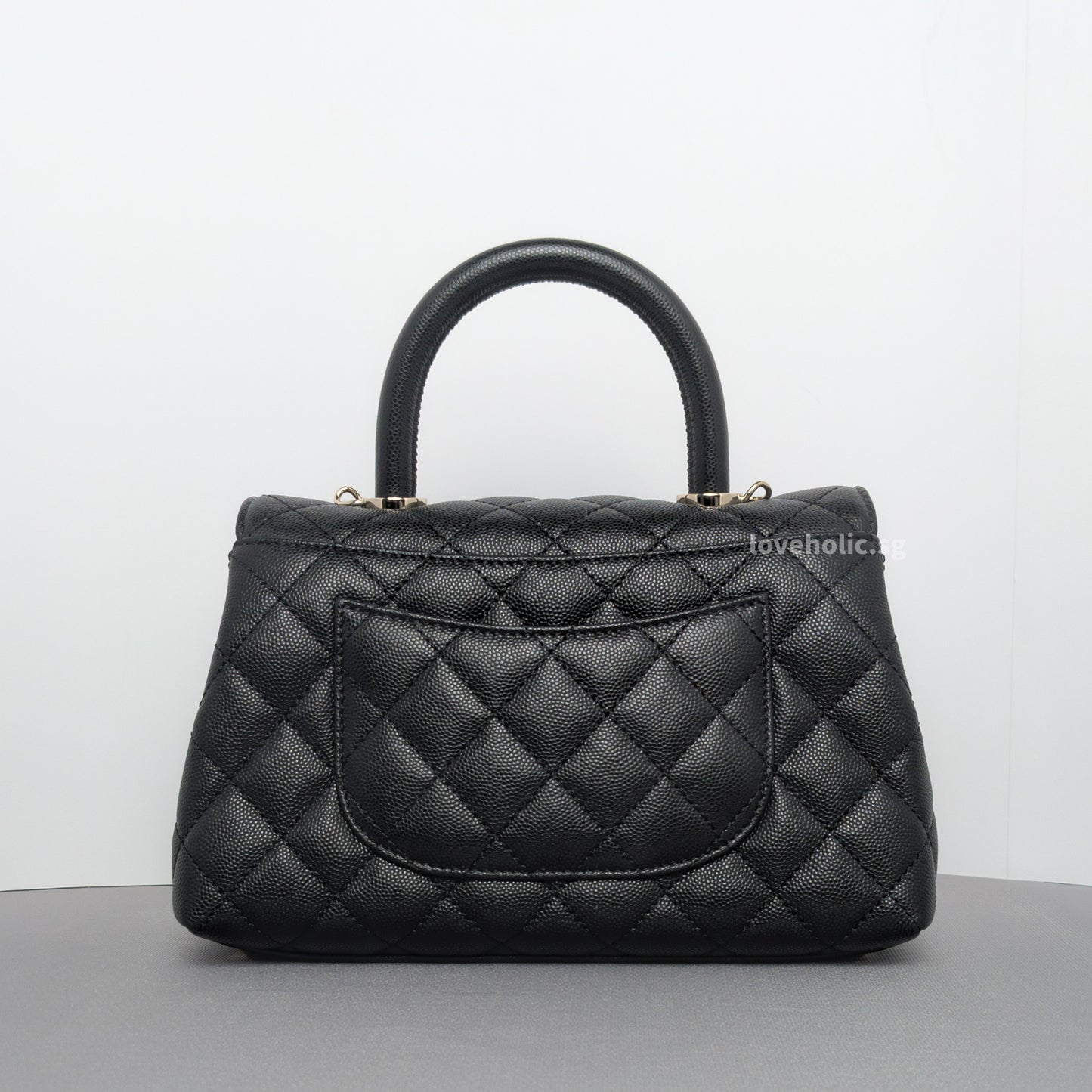 Chanel Coco Handle Small | Black Caviar Light Gold Hardware-back