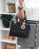 Dior My Lady Dior Medium | Black Patent Leather Light Gold Hardware-modelshots