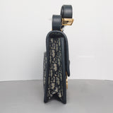 Montaigne 30 Oblique Jacquard Blue Jacquard Fabric Gold Hardware