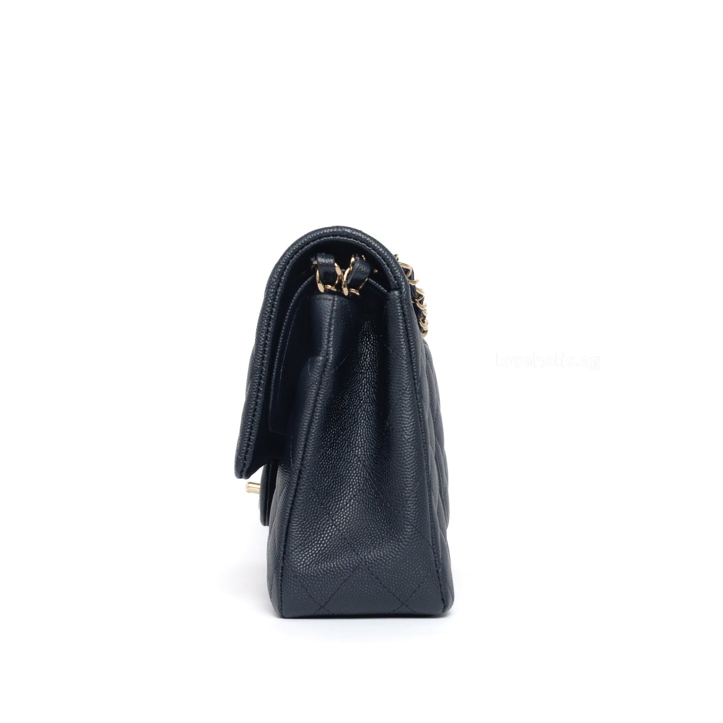 Chanel Classic Flap Medium | 18B Navy Blue Caviar Light Gold Hardware-details