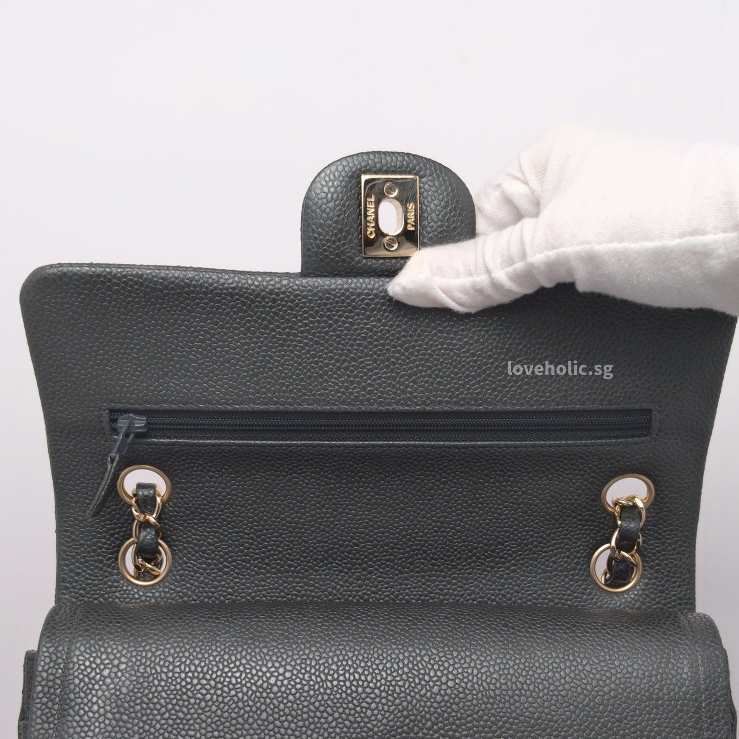 Classic Flap Small | 18S Dark Grey Caviar Light Gold Hardware