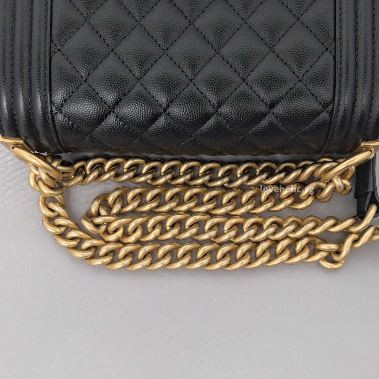 Boy Small | Black Caviar Brushed Gold Hardware