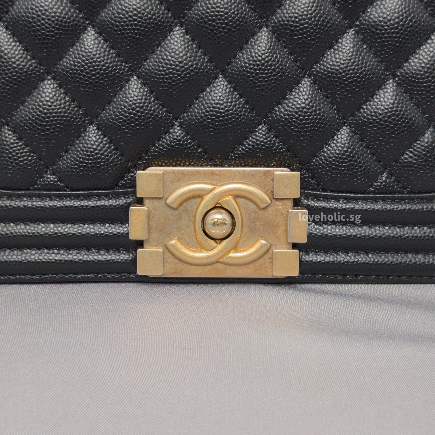 Boy Small | Black Caviar Brushed Gold Hardware