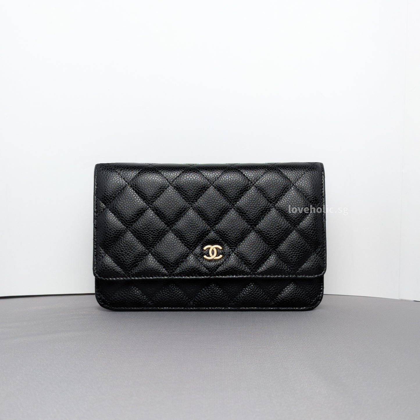 Chanel Wallet On Chain Black Caviar Gold Hardware-whitebackground