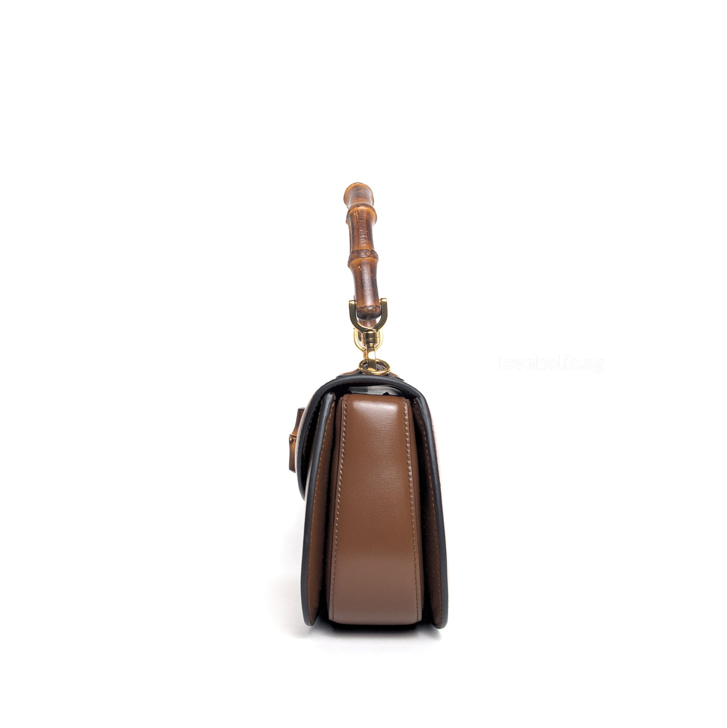 1947 Bamboo Top Handle Bag Small | Brown Leather Gold Hardware