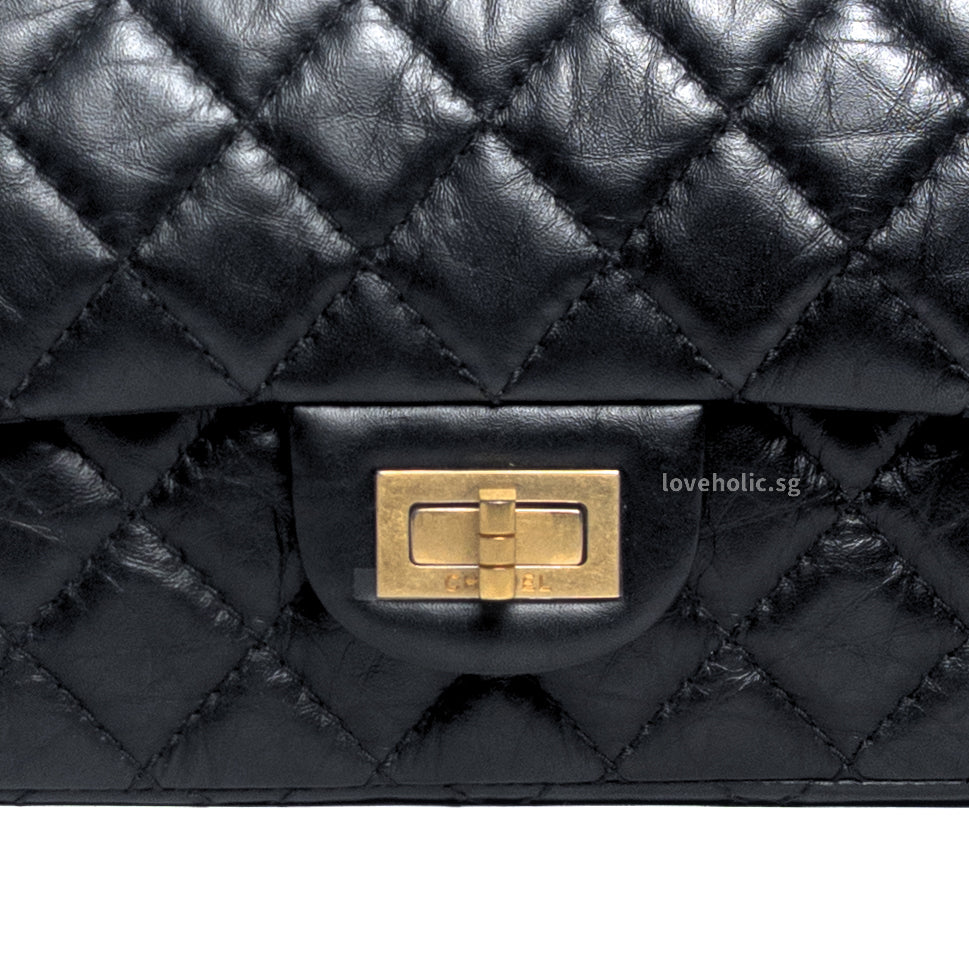 Reissue 2.55 Mini | Black Calfskin Brushed Gold Hardware