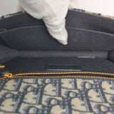 Montaigne 30 Oblique Jacquard Blue Jacquard Fabric Gold Hardware