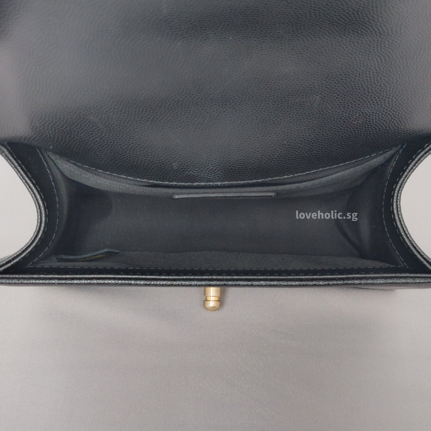 Boy Small | Black Caviar Brushed Gold Hardware