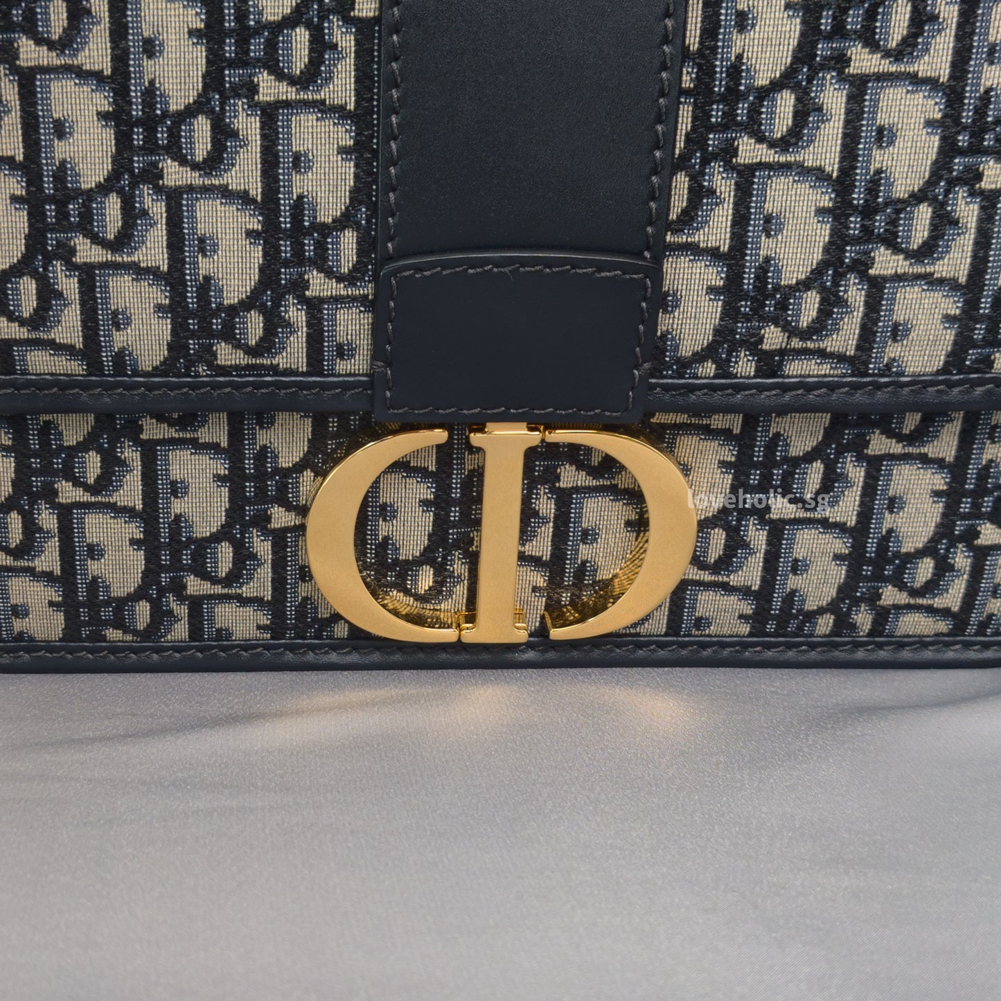 Montaigne 30 Oblique Jacquard Blue Jacquard Fabric Gold Hardware