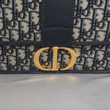 Montaigne 30 Oblique Jacquard Blue Jacquard Fabric Gold Hardware