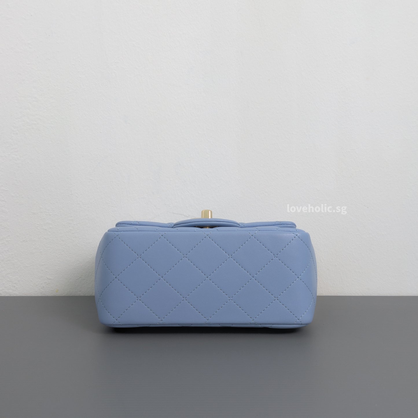 Classic Flap Mini Square | Sky Blue Lambskin Light Gold Hardware