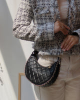 Half Moon Hobo Bag 23P Black Lambskin Light Gold Hardware