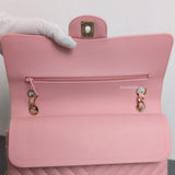 Chanel Classic Flap Chevron Medium | 21S Light Pink Caviar Light Gold Hardware-details