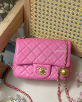Chanel Pearl Crush Mini Square | Pink Lambskin Gold Hardware-front