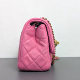 Chanel Pearl Crush Mini Square | Pink Lambskin Gold Hardware-side