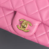 Chanel Pearl Crush Mini Square | Pink Lambskin Gold Hardware-details