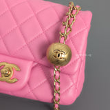 Chanel Pearl Crush Mini Square | Pink Lambskin Gold Hardware-details