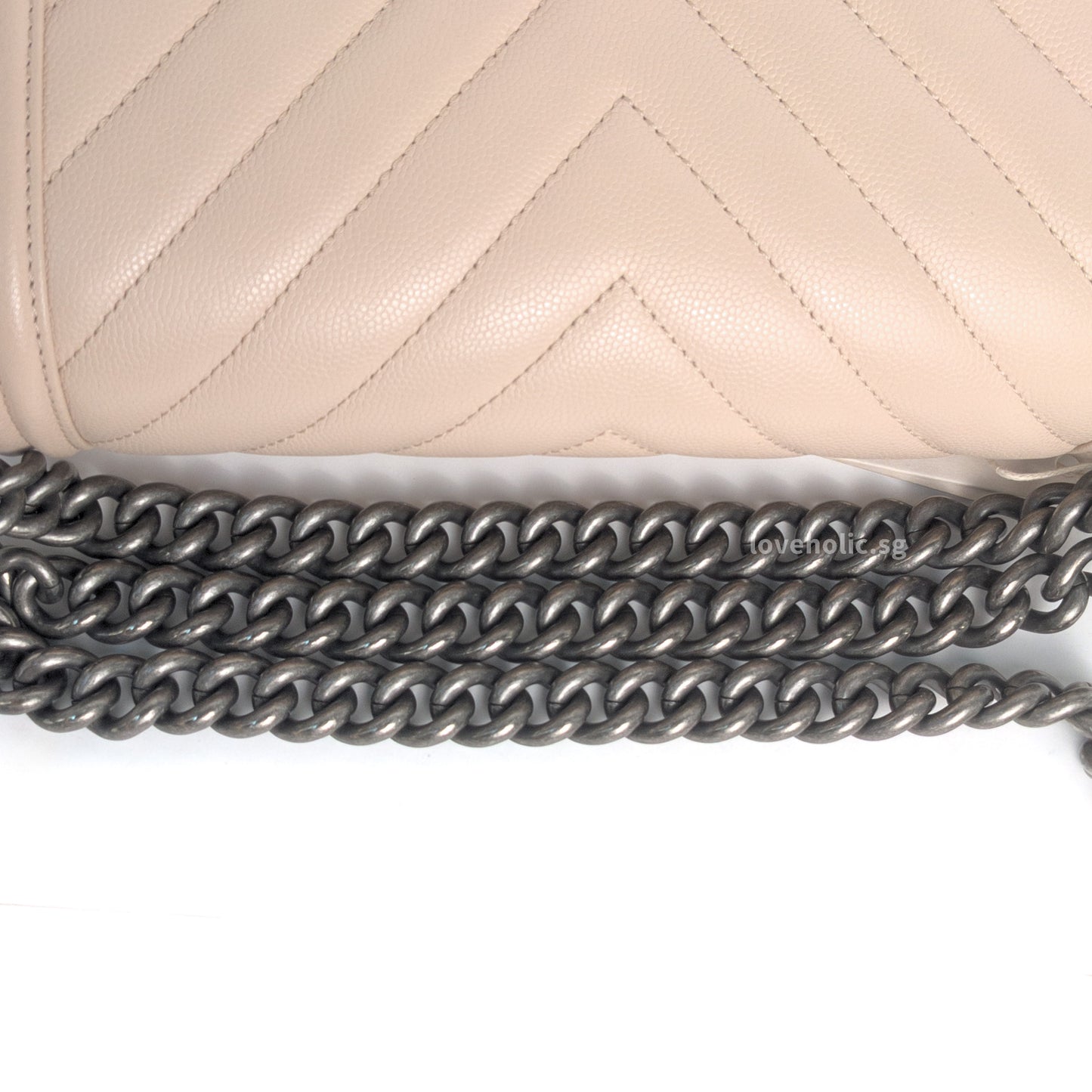 Boy Chevron Old Medium | Ivory Beige Caviar Ruthenium Hardware