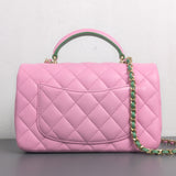 Mini Rectangle with Top Handle 23P Pink/Light Green Lambskin Gold Hardware