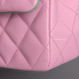 Mini Rectangle with Top Handle 23P Pink/Light Green Lambskin Gold Hardware