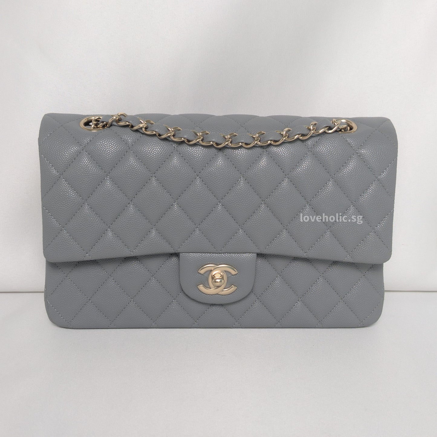 Chanel Classic Flap Medium | 20C Grey Caviar Light Gold Hardware