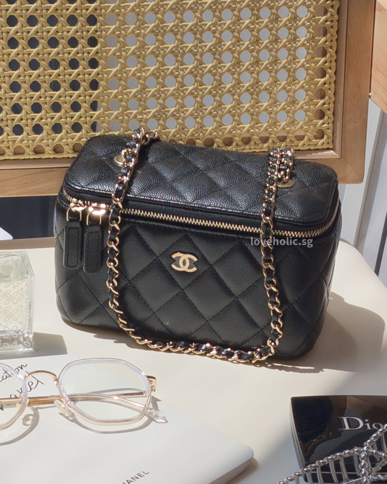 Chanel Small Deauville Shopping Bag Black Canvas and Calfskin Light Gold  Hardware