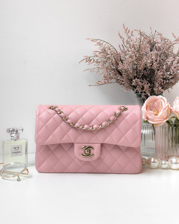Chanel Classic Flap Small | 22C Pink Caviar Light Gold Hardware