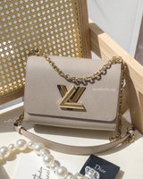 Twist MM | Grey Leather Gold Hardware