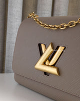 Louis Vuitton Twist MM | Grey Leather Gold Hardware-details